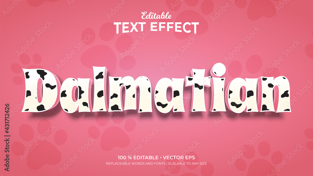 Dalmatian Dog Skin Pattern 3d Style Editable Text Effects