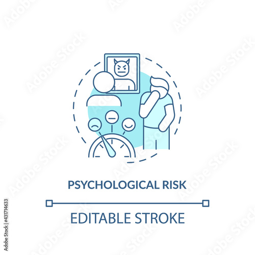 Psychological risk concept icon. Purchase risk factor idea thin line illustration. Affecting mental consumer well-being. Personal fears. Vector isolated outline RGB color drawing. Editable stroke