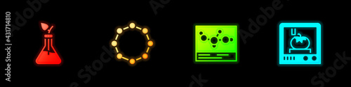 Set Plant breeding, Chemical formula, and 3D printing technology icon. Vector