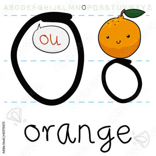 Juicy Orange ready for Grammar Learning, Vector Illustration