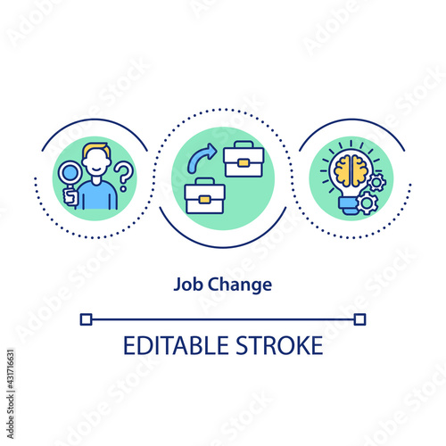 Job change concept icon. Career transition idea thin line illustration. New opportunities. Deliberate decision move to another job. Vector isolated outline RGB color drawing. Editable stroke