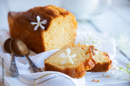 Sweet loaf or fruit cake on white