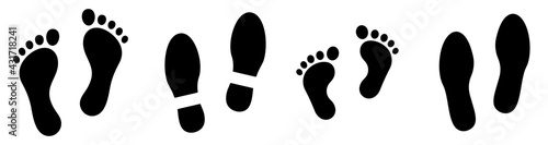 Footprint vector set. Footprint silhouette. Simple footprints set vector photo