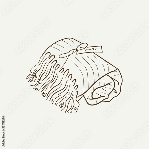 Home decor line art drawing. Doodle illustration. Stay home. Minimal vintage style. Doodle plant vector illustration. Pure nature organic brush. Line drawing. Eco product emblem.