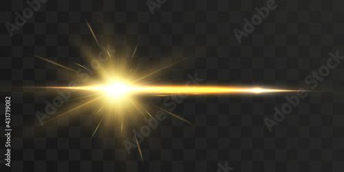 Bright light effect with rays and highlights for vector illustration.	