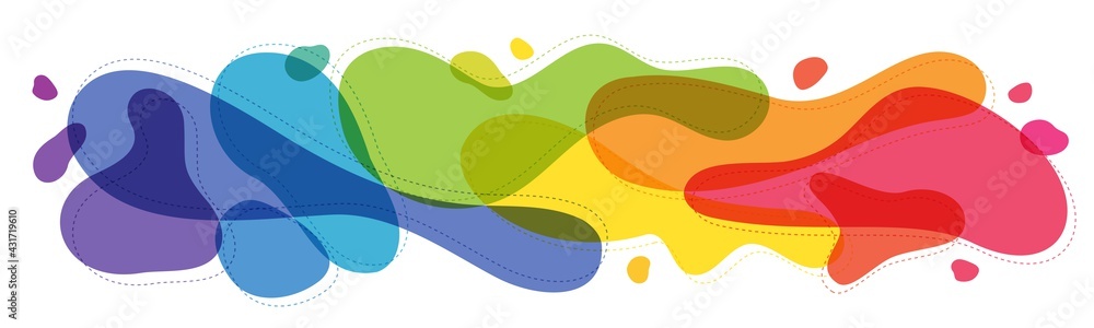 Rainbow gradient vector banner with hand-drawn irregular overlapping shapes on white background