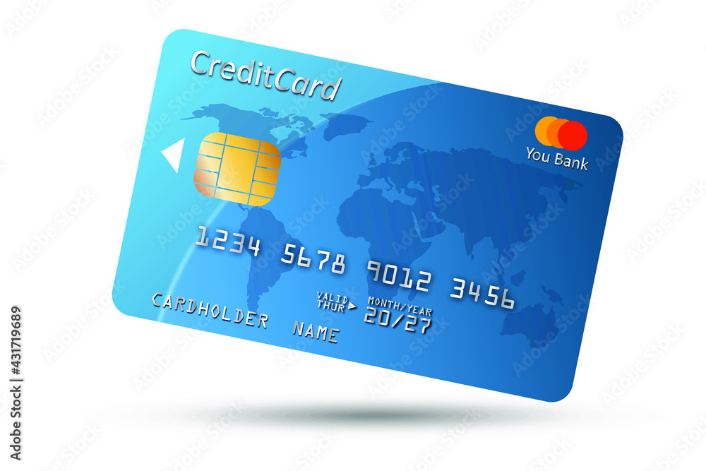 Vector illustration of shiny blue credit card details isolated on white background Vector illustration of shiny blue credit card details isolated on white background