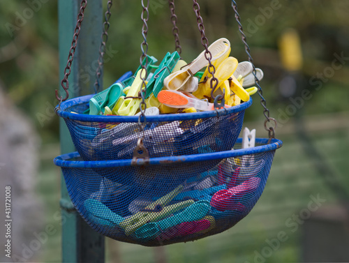 clothes pegs in the baskets