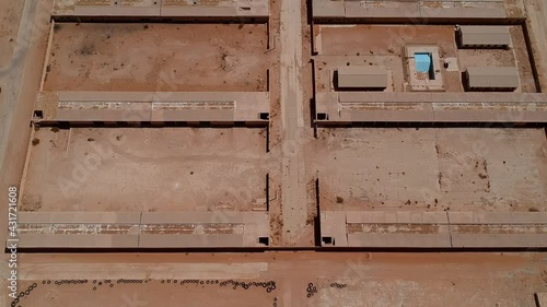 Camera flies over the abandoned camp in Khafs Daghrah, Saudi Arabia photo