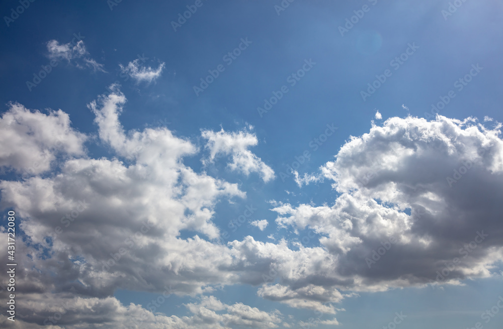 Clouds on blue sky background, copy space