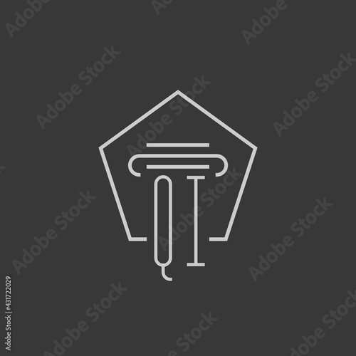 initial monogram QI with monoline pillar logo design