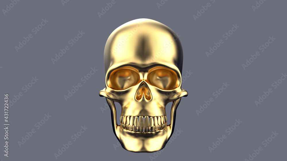 3d render full face gold skull with gold teeth 3d render full face gold skull with gold teeth