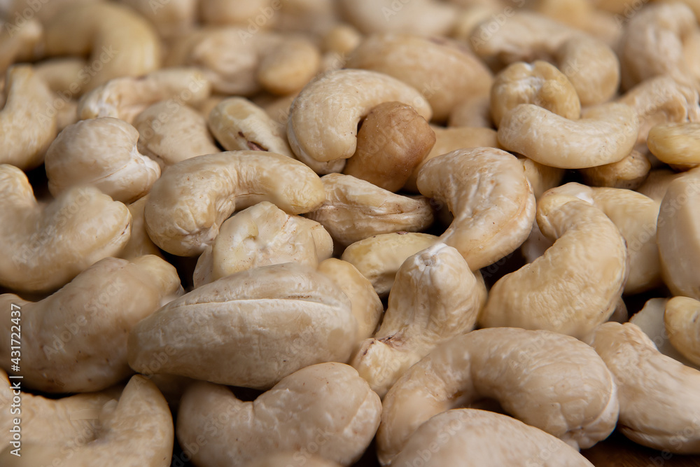 Cashew background horizontal closeup. Cashew background horizontal closeup.