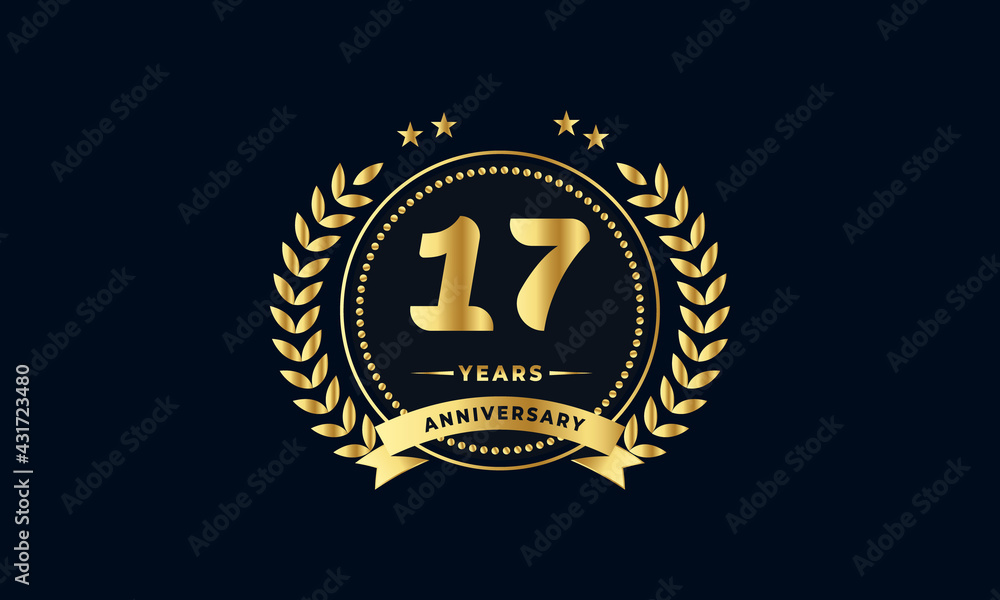 anniversary golden label with ribbon anniversary golden label with ribbon