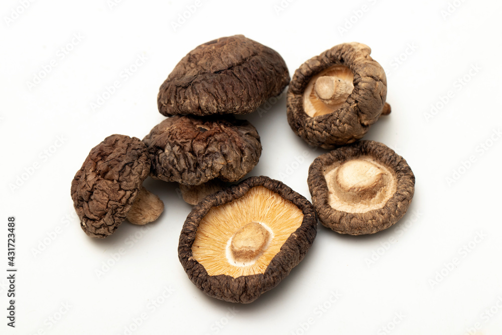 Close up shot of Shiitake Mushroom Isolated White Background. Close up shot of Shiitake Mushroom Isolated White Background.