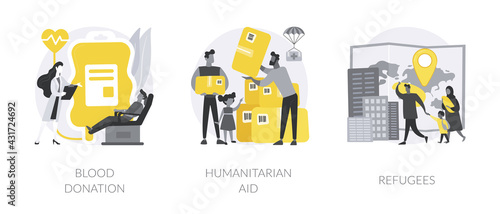 Humanitarian help abstract concept vector illustrations.