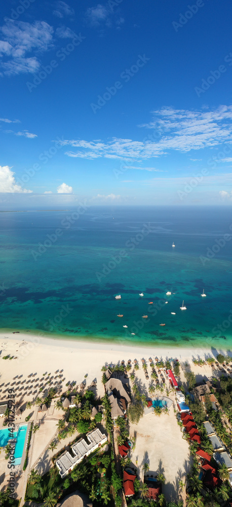 Tropical Sea. Amazing bird eyes view in Zanzibar