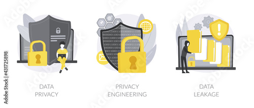 Personal data protection abstract concept vector illustrations.
