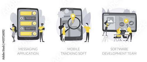 Smartphone application abstract concept vector illustrations.