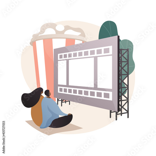 Open air cinema abstract concept vector illustration.