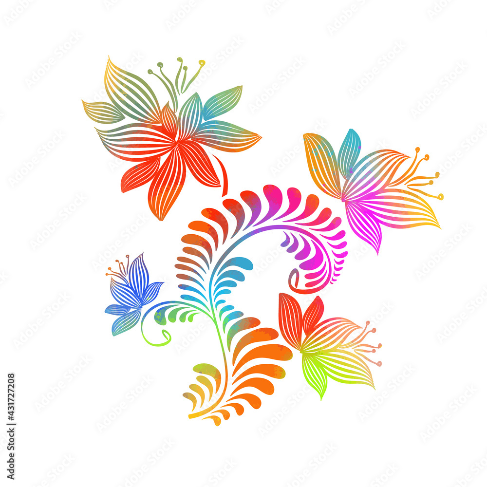 Multicolored decorative flower on a white background. Vector illustration