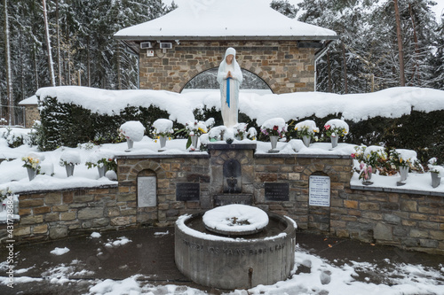 Belgium, Banneux, the source under the snow