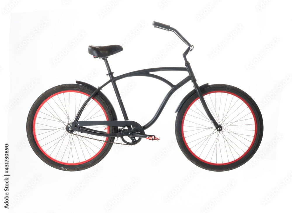 Black Beach Cruiser isolated on white background