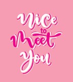 Nice to meet you, hand drawn lettering isolated. Design element for poster, greeting card, banner. Vector illustration