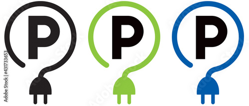 ICÔNE PARKING RÉSERVÉ POUR VOITURE ÉLECTRIQUE