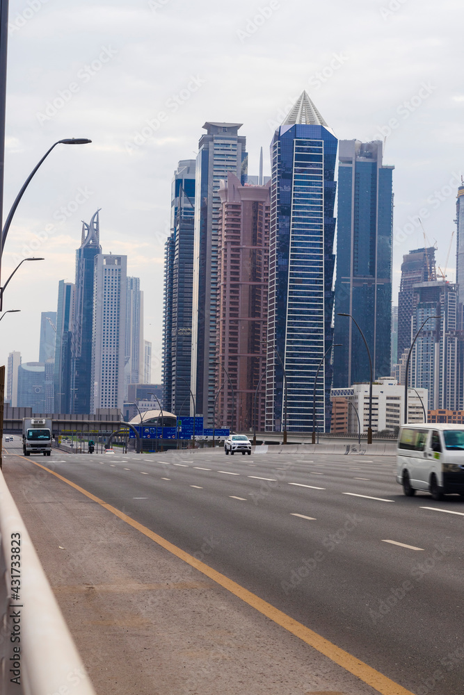 Dubai, UAE - 04.30.2021 Sheikh Zayed road, main road of UAE. Urban