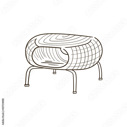 Bedside tables, bedside table. Home decor line art drawing. Doodle illustration. Stay home. Minimal vintage style. Doodle plant vector illustration. Pure nature organic brush. Line drawing.