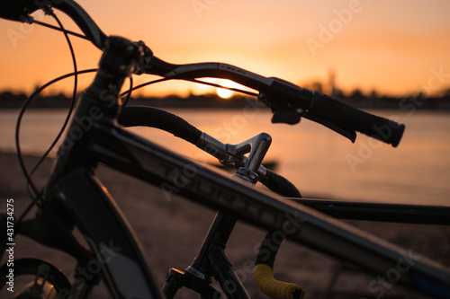 Sunset on the beach and bikes