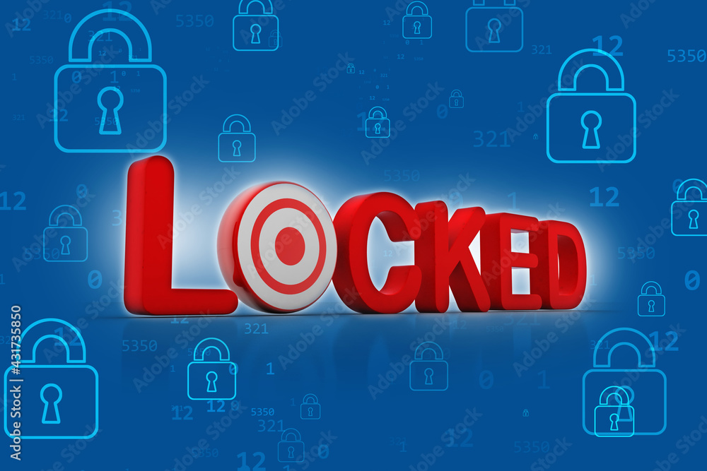 Naklejka premium 3d illustration Safety concept: text locked with target 
