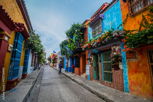 Colourful Street in Cartagena Colombia