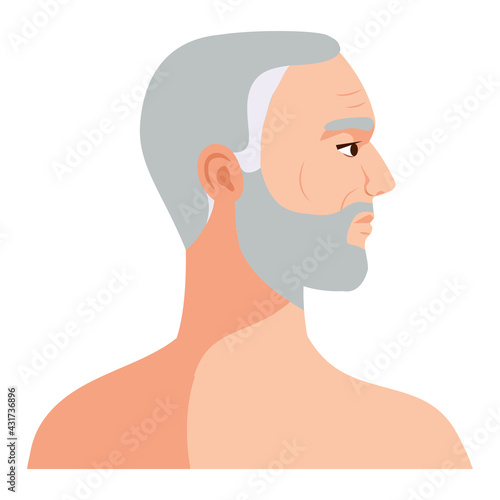 graying man shirtless