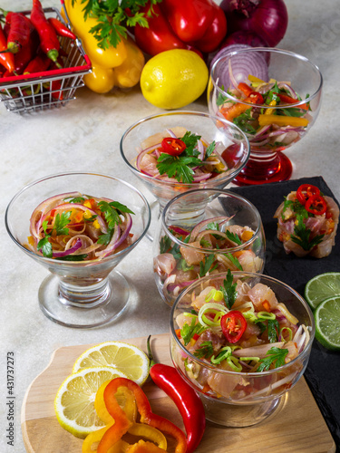Seafood ceviche, typical dish from Peru
