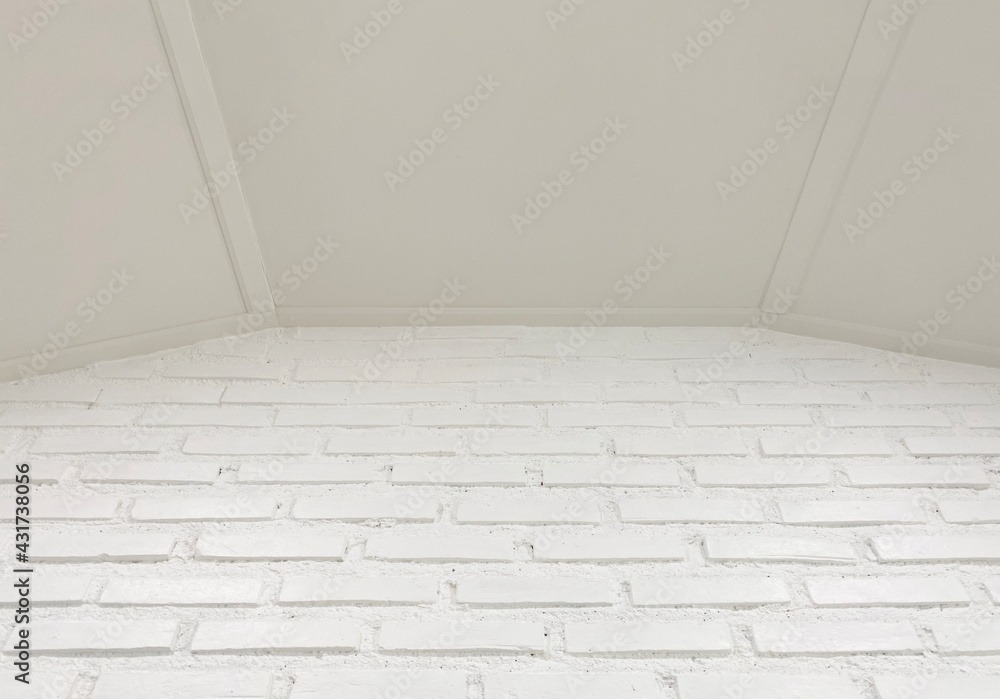 Fototapeta premium Empty white brick wall and ceiling wall background.