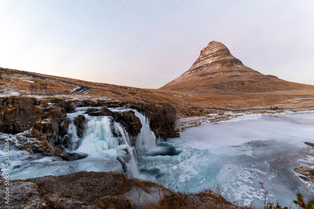 The Mountain Kirkjufell and the waterfall kirkjufellfoss, Snaefellsnes Peninsula, Europe