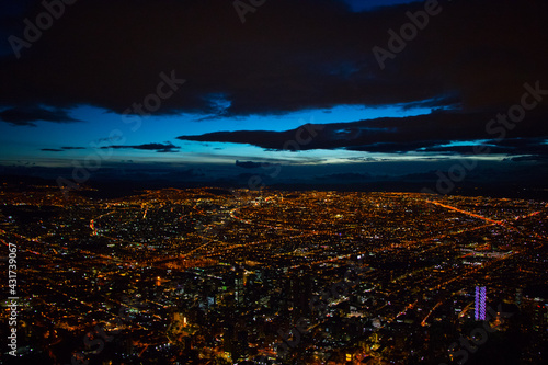 Skyline View from Monserrate in Bogota at Night