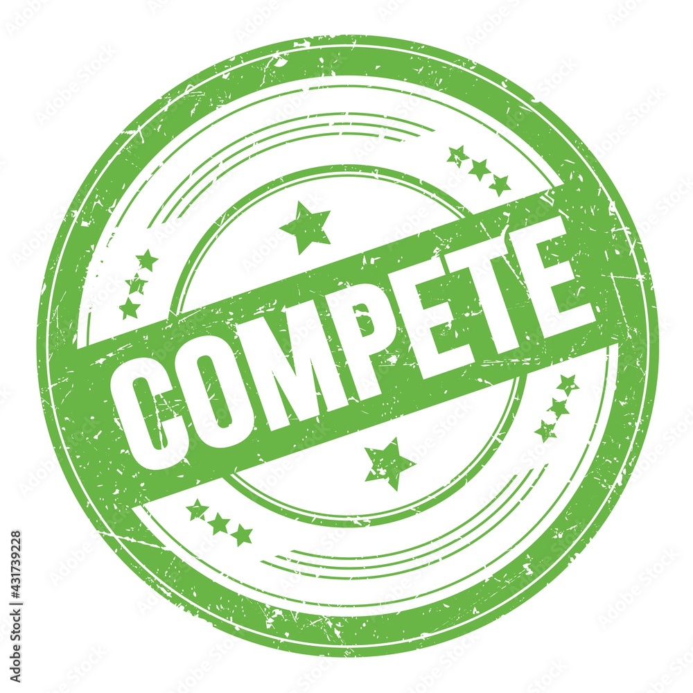 COMPETE text on green round grungy stamp. COMPETE text on green round grungy stamp.