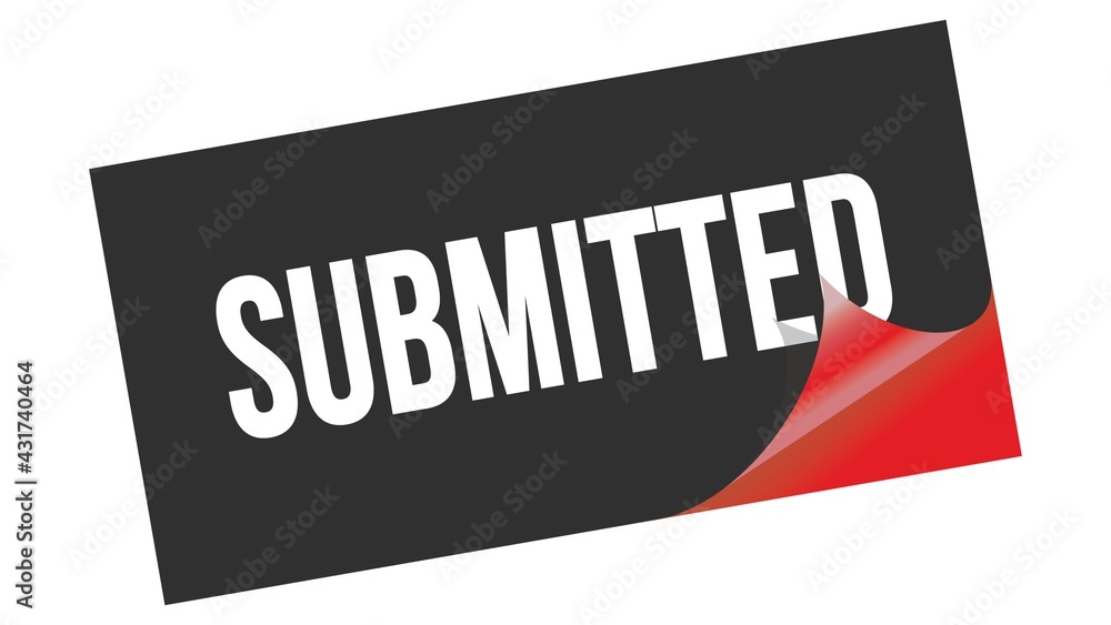 SUBMITTED text on black red sticker stamp. SUBMITTED text on black red sticker stamp.