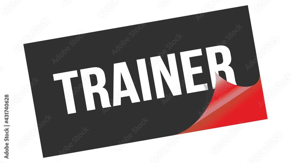 TRAINER text on black red sticker stamp. TRAINER text on black red sticker stamp.