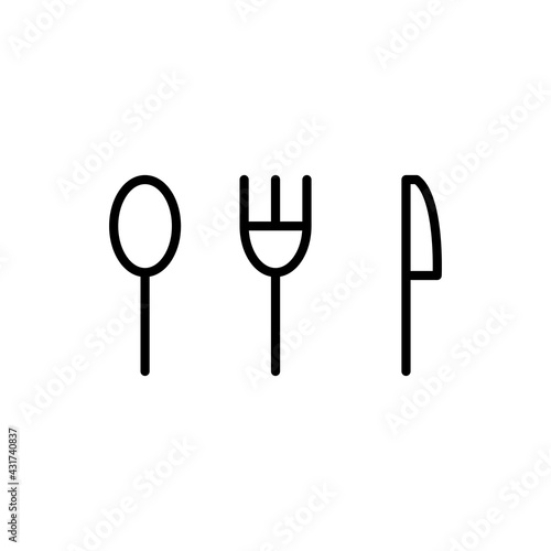 Icono de cubiertos. Cuchara  tenedor  cuchillo. Concepto de instrumentos para comer. Ilustraci  n vectorial