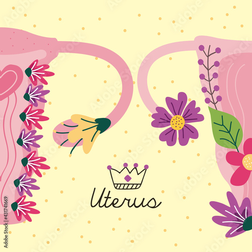 two uterus with flowers