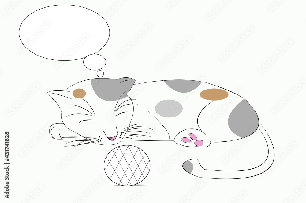 Black line drawing cat pattern Sleep and dream on a white background Make logos, print stickers, decorate various patterns And text messages. Black line drawing cat pattern Sleep and dream on a white background Make logos, print stickers, decorate various patterns And text messages.