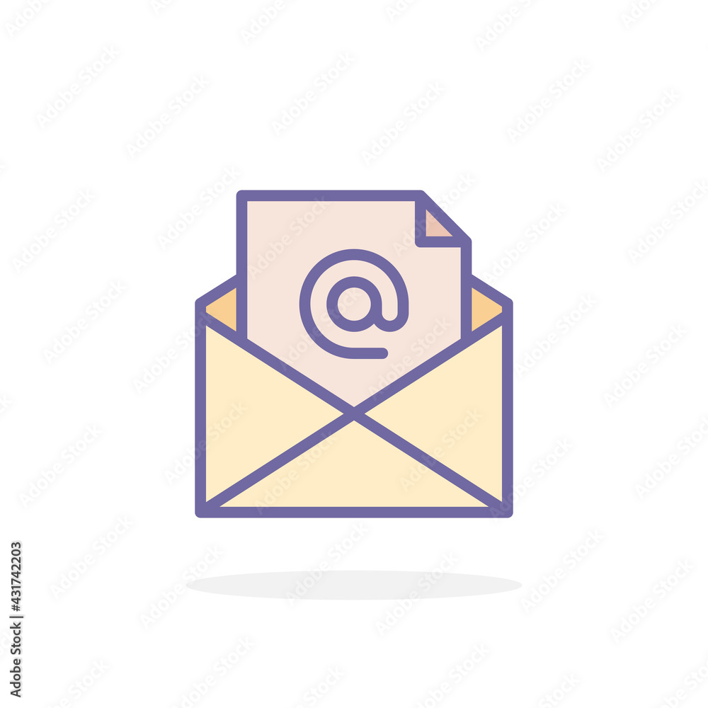 Mail icon in filled outline style. Mail icon in filled outline style.