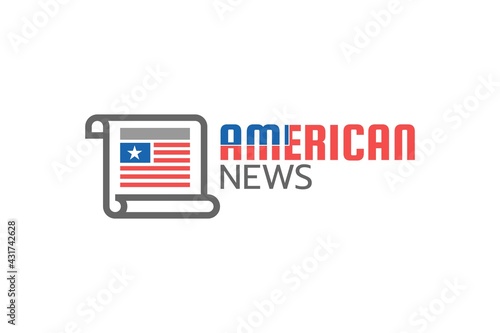 america news letter national flag cover logo concept design illustration