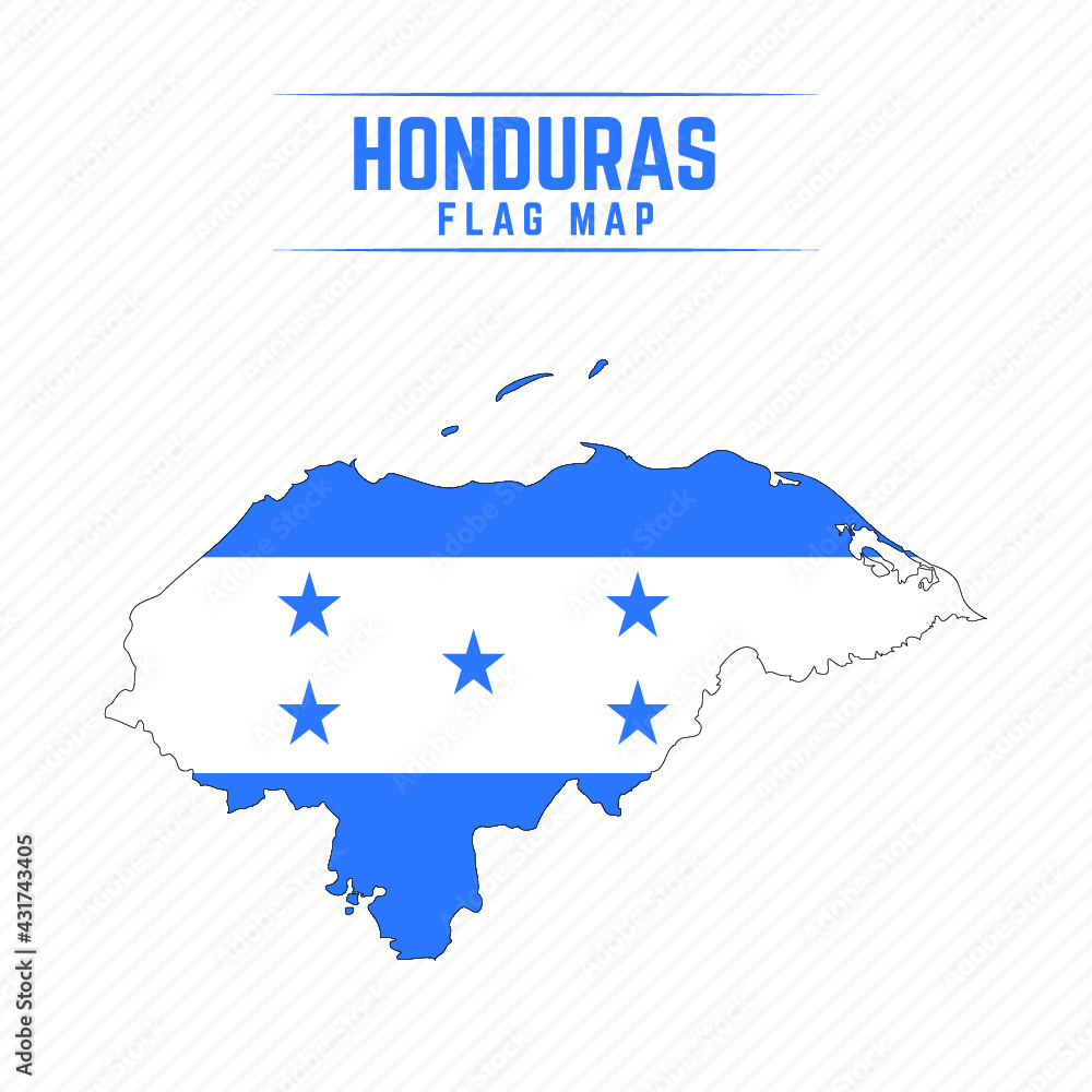 Flag Map Of Honduras Honduras Flag Map Stock Vector Adobe Stock