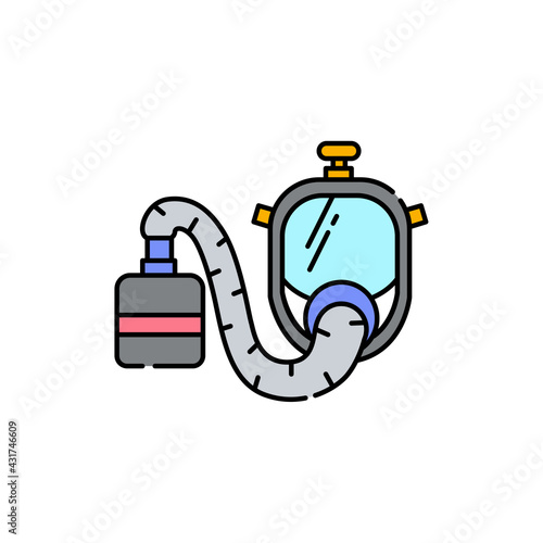 Oxygen mask color line icon. Disability. Isolated vector element.