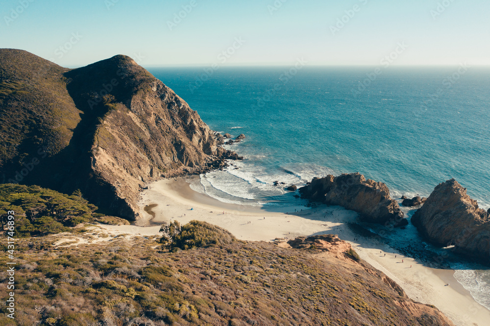 california west coast beach bay aerial view cliffs